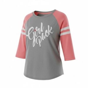 Cat & Jack Comfy Top  Girls Size 10/12 3/4 Sleeve Graphic Pink Gray EUC